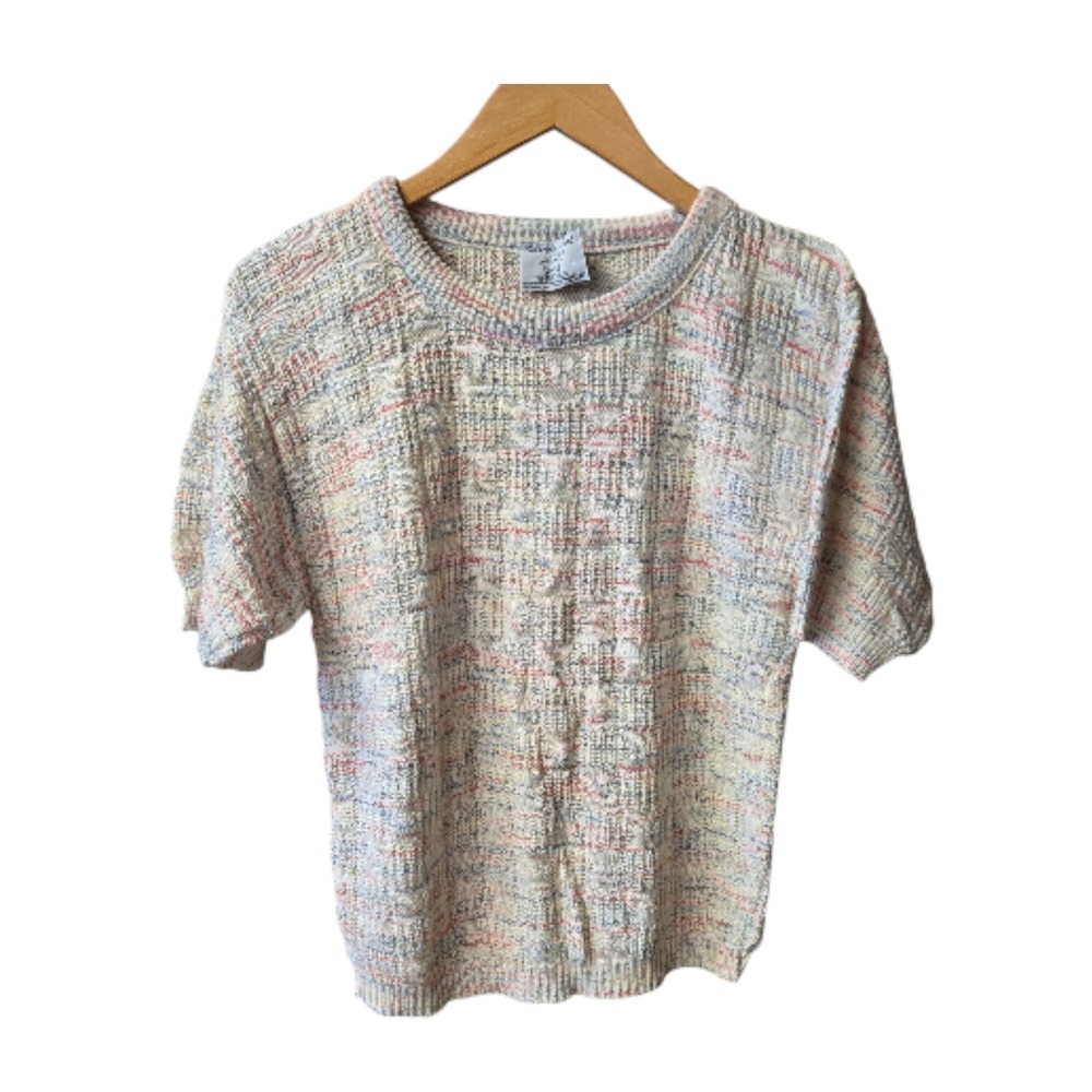 Vintage College Point Sweater‎ Short Sleeve Knit Textured Size Large USA